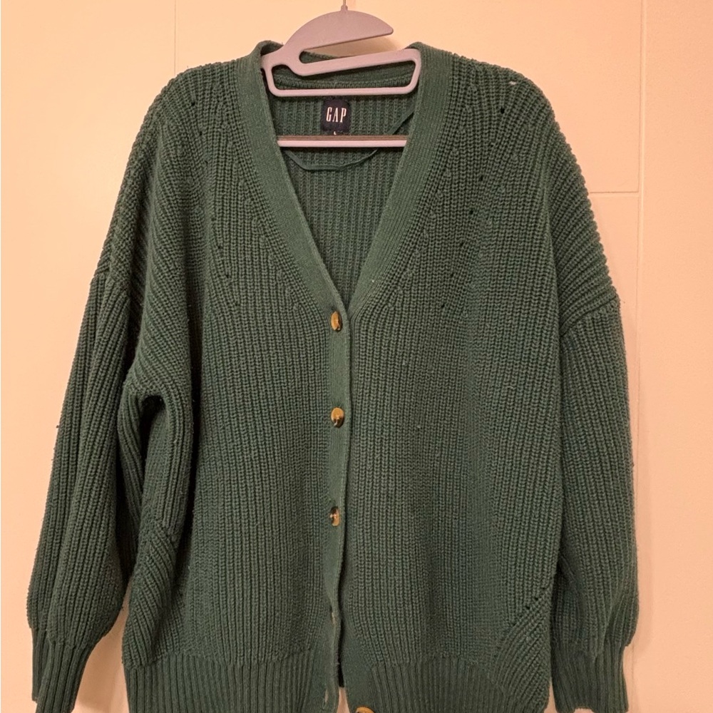 Vintage GAP Women's Deep Green Knit Cardigan